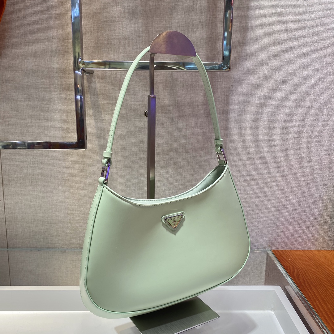 Prada Cleo Brushed Leather Shoulder Bag Aqua 1BC499